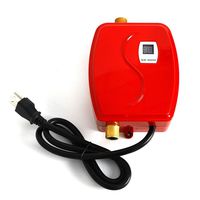Electric Tankless Water Heater, 3000W Mini Instant Thermostatic Hot Water Heater for Bathroom Kitchen Washing Faucet Sink with Leakage Protection and LCD Digital Display US Plug 110V (Red)