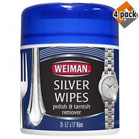 Silver Wipes - Jewelry Wipes - Cleaner and Polisher for Silver Jewelry Sterling Silver Silver Plate and Fine Antique Silver - 20 Count - Ammonia Free - 4-Pack