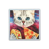 Contact Lens Box Holder Container Case Storage Eyecare Kit - Galaxy Space Lovely Cat Eat Taco Pizza