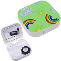 Portable Contact Lens Case Box Travel Kit Mirror + Bottle + Tweezers Container Holder [ Summer Bright ]