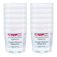 Custom Shop/TCP Global (Pack of 12 - Mix Cups/Buckets - 5 Quart) - (174 Ounce Volume Paint and Epoxy Mixing Cups) - Mix Cups are Calibrated Multiple Mixing Ratios (1-1) (2-1) (3-1) (4-1) (8-1)