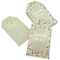 Green Especially for You Flower Frame Design Paper Gift / Price Tags with Color Twine for Gift Wrapping Packaging, Set of 48