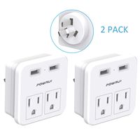 Australia, New Zealand, China Travel Adapter, POWRUI International Power Adapter with 2 AC Outlets and Dual USB ports, (Type I - Australia, China and More) 2 Pack