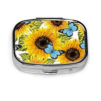 ACHOGI Custom Sunflower Yellow Folwers Pattern Pill Box Case Personlized Square Tablet Medicine Pocket Purse Travel Pill Vitamin Decorative Box Case Holder