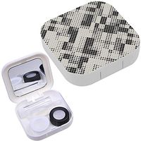 Portable Contact Lens Case Box Travel Kit Mirror + Bottle + Tweezers Container Holder [ Stylish Halftone Endless ]