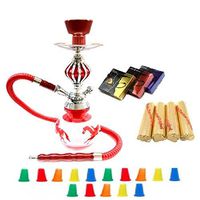 Zebra Smoke Starter Series: 11" 1 Hose Taj Mahal Pumpkin Hookah Combo Kit Set w/ Instant Charcoal (Like Three Kings Charcoal), Hydro Herbal Molasses(like Blue Mist), and Hookah Mouth Tips Smokes More Then Hookah Pen (red)