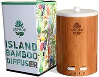 dufmod 150ml Real Bamboo Wood Diffuser for Essential Oils, Cool Mist Ultrasonic Aromatherapy Humidifier, Waterless Auto Shut-Off, Color LED Lights for Home, Office, Bedroom, Yoga Studio.