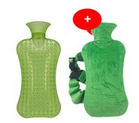 Happy Lily Transparent Rubber Hot Water Bottle with Cover, Elastic Strap Hands Free Design, Hot & Cold Therapies, Great for Pain Relief/ hot heat- Best Gift for Christmas