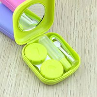 S&M TREADE-Portable Contact Lenses Case Travel Mirror Box Storage Holder Plastic Container (Green)