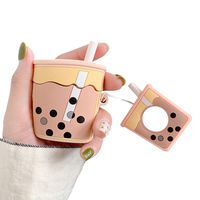 UnnFiko Super Cute Bubble Tea Airpods Case, 3D Cartoon Soft Silicone Protective Mini Bag Cute Creative Airpods 1 & 2 Charging Cover with Finger Loop (Yellow, Airpods 1 & 2)