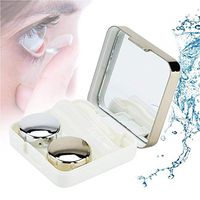 Contact Lens Care Box, Reflective Cover Contact Lens Case Set Cute Lovely Travel Kit Box Contact Lens Case Box Holder Container (Gold)