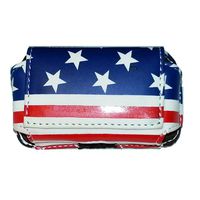 Insulin Pump Carrying Case/Pouch with Belt Clip/Belt Loops with Unique Designs (Small-A660: L3.65" X W2.25" X D1.0")) (Red White & Blue)