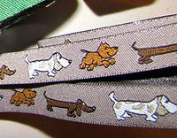 Puppy Dog Dogs Pet Brown Woven Jacquard Ribbon Trim 5/8"W