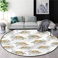 RUGSMAT Reptile Round Kids Rugs,Wild Chameleon Lizard Kids Teepee Tent Game Play House Round Round-59