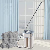 Moliiy Home Cleaning Tools - Stainless Steel Handle Microfiber Spin Mop, Bucket Floor Cleaning System (C 6rags)