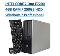HP Windows 7 Pro Small Form Factor Desktop computer PC, Intel E7200 2.53GHz Dual-Core, 4GB RAM, 250GB SATA, Windows 7 Professional 64-Bit (Renewed)