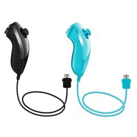 Poulep Nunchuk Nunchuck Controllers Joystick Gamepad Compatiable for Nintendo Wii Wii U Console (Black and Blue 1)