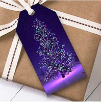 Purple Tree Lights Christmas Gift Tags (Present Favor Labels)