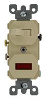 Leviton 5336-I 20 Amp, 120 Volt, Duplex Style Single-Pole/Neon Pilot AC Combination Switch, Commercial Grade, Ivory