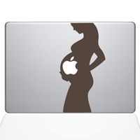 The Decal Guru Pregnancy MacBook Decal Vinyl Sticker - 12" MacBook - Brown (1281-MAC-12M-BRO)