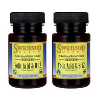 Swanson Folic Acid & Vitamin B-12 30 Veg Capsules (2 Pack)