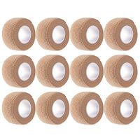 12 Pieces Adhesive Bandage Wrap Stretch Self-Adherent Tape for Sports, Wrist, Ankle, 5 Yards Each(Skin Color, 1 Inch)
