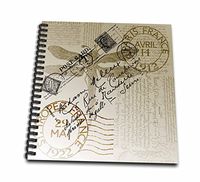 3dRose Vintage Dragonfly French Postcard-Drawing Book, 8 by 8" (db_79319_1)