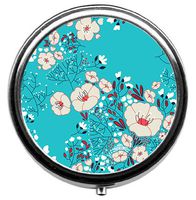 TaiGe Gorgeous Floral Pattern Pill Box/Pill case-Round Pill Box/case- Three-Compartment Pill Box/Pill case