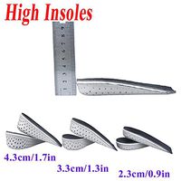 New Arrival Men Women Unisex Memory Foam Increase Height High Half Insoles Shoe Inserts Cushion Pads (1.7 inch)