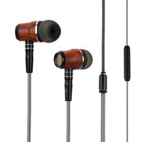 Wood Headphones Earbuds, Zermie Premium Genuine Wood In-ear Noise Cancelling Heavy Bass Earphones with Mic for iPhone iPad Samsung Android Cell Phones Tablets Laptop