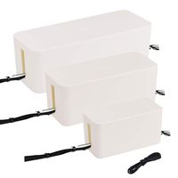 MEETWARM Cable Management Boxes Organizer, Large Storage Holder for Desk, TV, Computer, USB Hub, System to Cover and Hide Power Strips Cords, Set of 3 (White)
