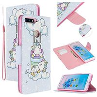 EnjoyCase Colorful Flip Case for Huawei Y6 2018,Cute Unicorn Painted Pu Leather Bookstyle Magnetic Closure Wrist Strap Wallet Case Cover with Stand Function