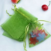 100pcs Drawstring Organza Gift Pouches for Wedding Party Favor, Gift,Jewelry, Candy, Tulle Bags (Olive Green)