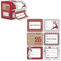 120 Jumbo Christmas Gift Tag Stickers. Modern Red, White, Silver, and Gold Christmas Designs Looks Great on Gifts Presents, Wrapping Paper and Gift Bags.