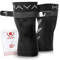 Mava Sports Knee Compression Sleeve Support with Adjustable Strap for Men and Women. Perfect for Joint Pain, Weightlifting, Running, Gym Workout, Squats and Arthritis Relief (Black, Small)