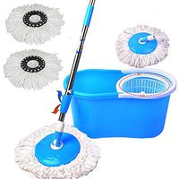 Dj_siphraya 360°Rotating Head Easy Magic Floor Mop Bucket 2X Head Spinnin Blue Made of Plastic & Fiber Spinning Size: Mop (52.75 x 1.22)"(L x Dia). Bucket (17.99 x 10.31 x 8.27)"(LxWxH) Set of 5