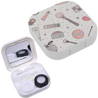 Portable Contact Lens Case Box Travel Kit Mirror + Bottle + Tweezers Container Holder [ Doodle Girls ]