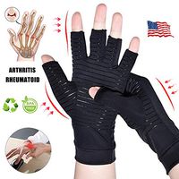 Arthritis Gloves, Compression Gloves for Arthritis Pain Relief, Rheumatoid Arthritis and Carpal Tunnel, Premium Copper Gloves-Men&Women, Fingerless Design for Computer Typing and Daily Work(1 Pair-L)