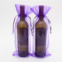 NUOMI 20 Pack Wine Organza Bags Drawstring Gift Wrapping Packages Wedding Party Favors Long Pouches Home Decor Supplies, Purple