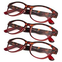 3-Pack Fashion Ladies Cat Eye Reading Glasses with Spring Hinge for Women (TortoiseRed,+2.50)