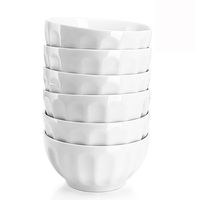 Sweese 106.001 Porcelain Fluted Bowl Set - 26 Ounce for Cereal, Salad and Soup - Set of 6, White
