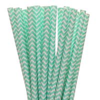 Aqua Chevron Paper Straw (25)