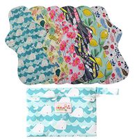7Pcs Set Menstrual Pads Reusable Washable Microfiber Bamboo Layer Heavy Flow 13 inch Sanitay Pads with 1 Cloth Mini Wet Bag