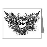 Note Card Bitch Heart with Angel Wings