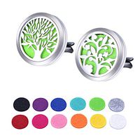 HOUSWEETY 2PCS 30mm Car Aromatherapy Essential Oil Diffuser Stainless Steel Locket with Vent Clip 12 Felt Pads