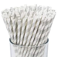 Just Artifacts 100pcs Premium Biodegradable Striped Paper Straws (Striped, Silver)