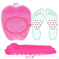 Shower Foot Massager Scrubber Brush Cleaner with Non Slip Suction Cups,YOLAKI Silicone Foot Brush Foot Massager Pad Improves Foot Circulation & Reduces Foot Pain(Pink)