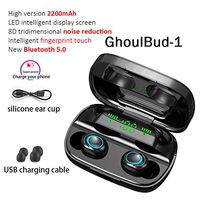 GhoulBud 1 - True Wireless Earbuds, Bluetooth Earphones, Wireless Headphones, Bluetooth 5.0 Deep Bass, 300H Playtime IPX7 Waterproof, Quality Stereo in-Ear Headphones (Black)