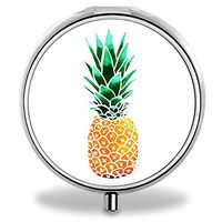 IMLONE Pill Organizer, Customized Pineapple Pattern Pill Boxes with 3 Components and Mirror for Travelling and Daily Needs