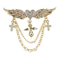 Angel Wings Rhinestone Heart Cross Charms Badge Brooch Tassel Collar Badge Daily Popular Aesthetic Beauty Party Girl Style Women Accesories | Color - Gold